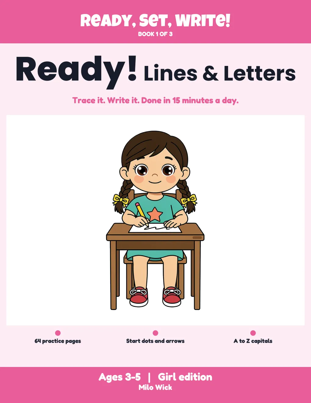 Front cover of Ready! Lines & Letters, girl edition